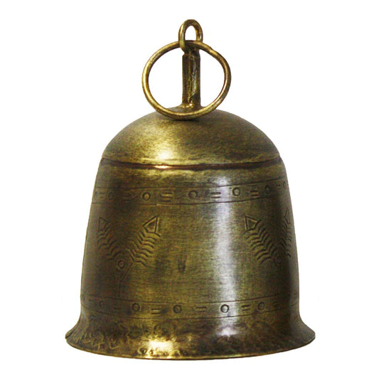 Antiq Gold Vintage Etched Bell-Lge10x15cm