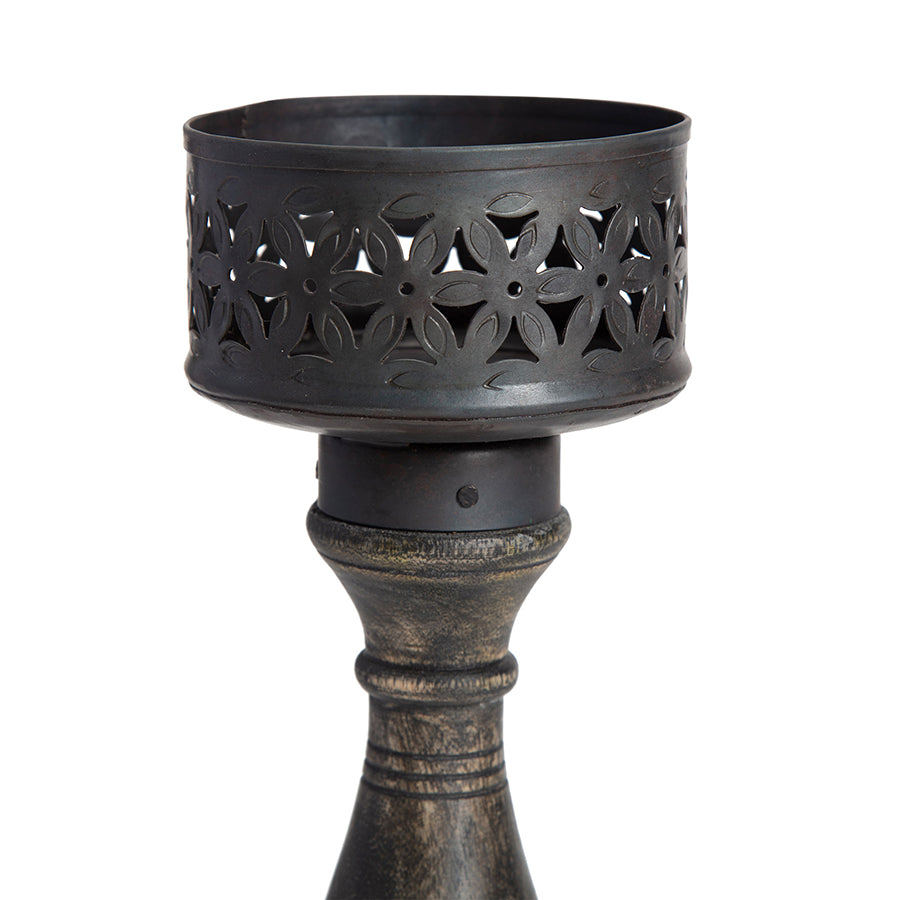 Handcrafted Ornate Baroque Pillar Candleholder 11x26cm