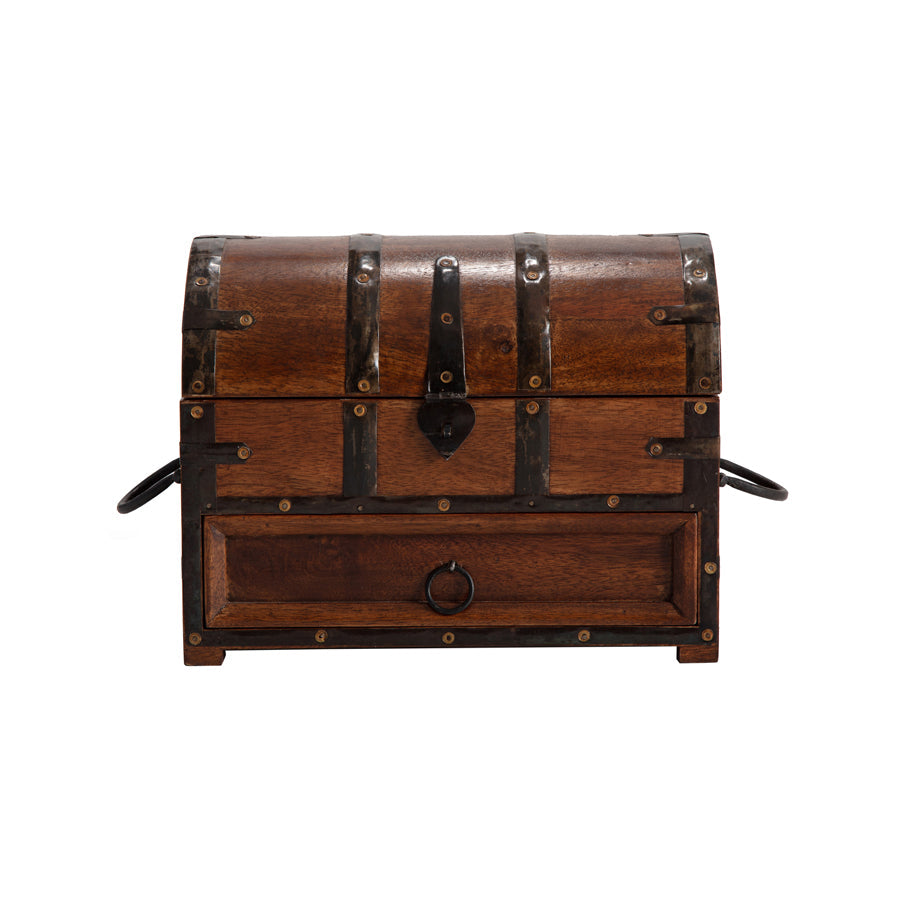 Handcrafted Treasure Chest Box w/Drawer 30x18x23cm