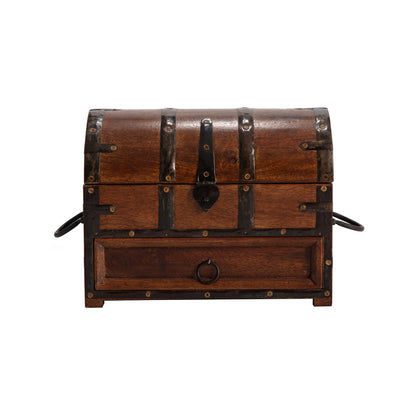 Handcrafted Treasure Chest Box w/Drawer 30x18x23cm