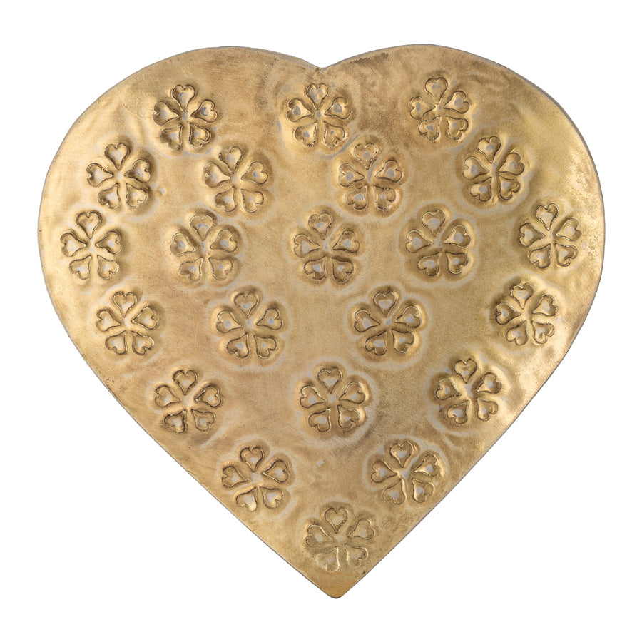 Handcrafted Metal Pressed Heart Shape Bowl 17.5x17.5x2.5cm