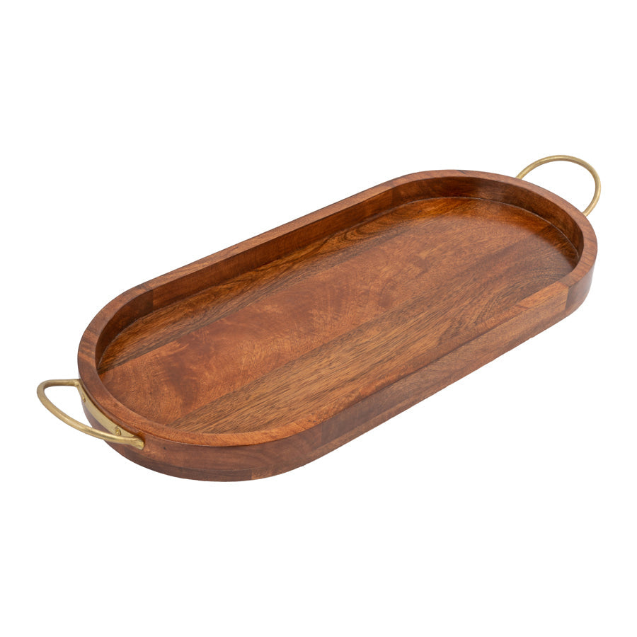 Handcrfated MangoWood  Oval Tray w/Handles 63x25.5x7cm