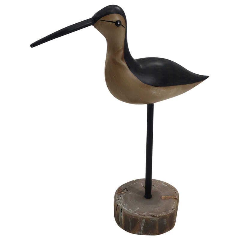 Bird w/ Black Plumage + Wood base Ornament 29x10x37cm