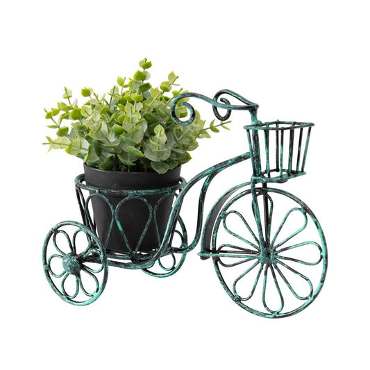 Distressed Aqua Small Bicycle Planter