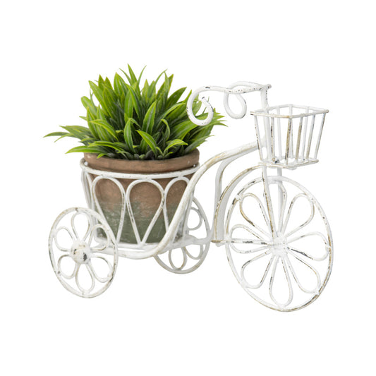 Distressed White Small Bicycle Planter 25x15x18cm