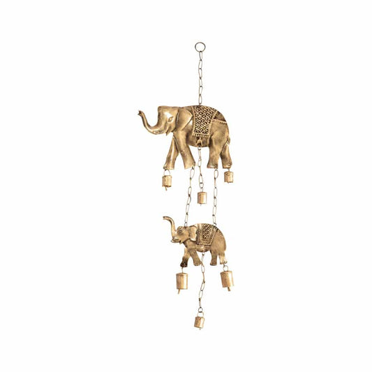 Handcrafted Hanging Chime w/Lucky Elephants 23x72cm