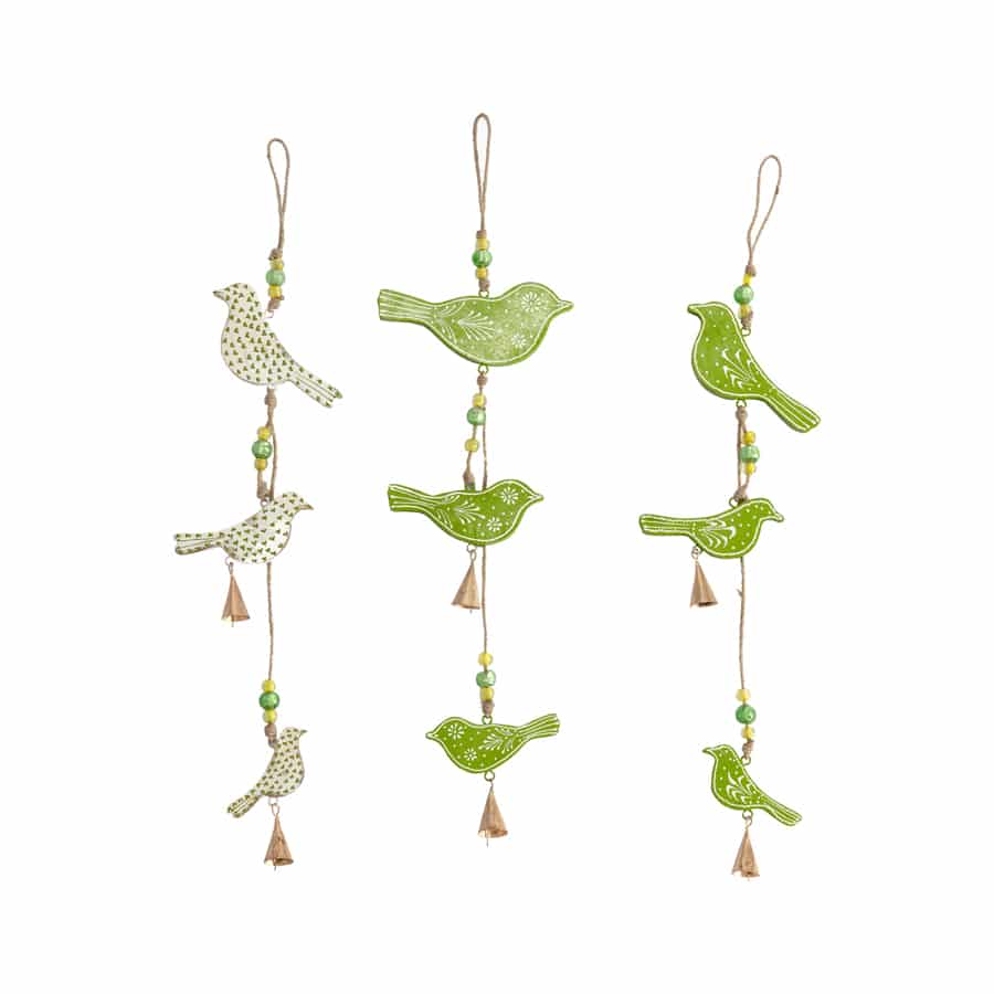 Set/3 Asst String of Handcrafted Hanging Birds 12x65cm