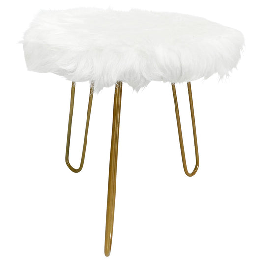 Faux Fur Shaggy White 3-Legged Child Stool/ Footstool 30x30x28cm