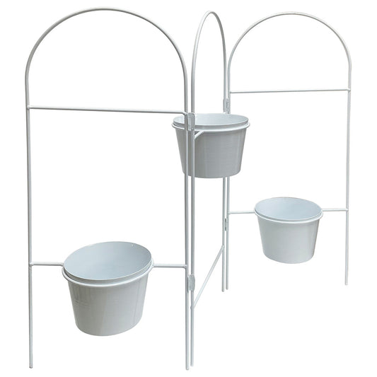 Three Tier White Planter Stand w/ Pots 68x15x55cm