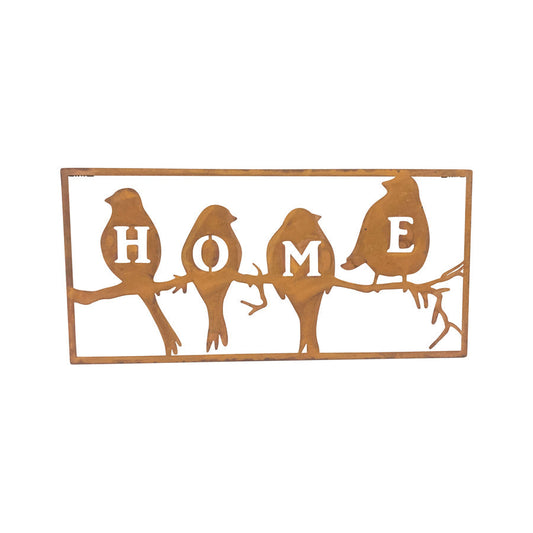 Rust Lasercut Home Birds Wallart 60x.07x29cm