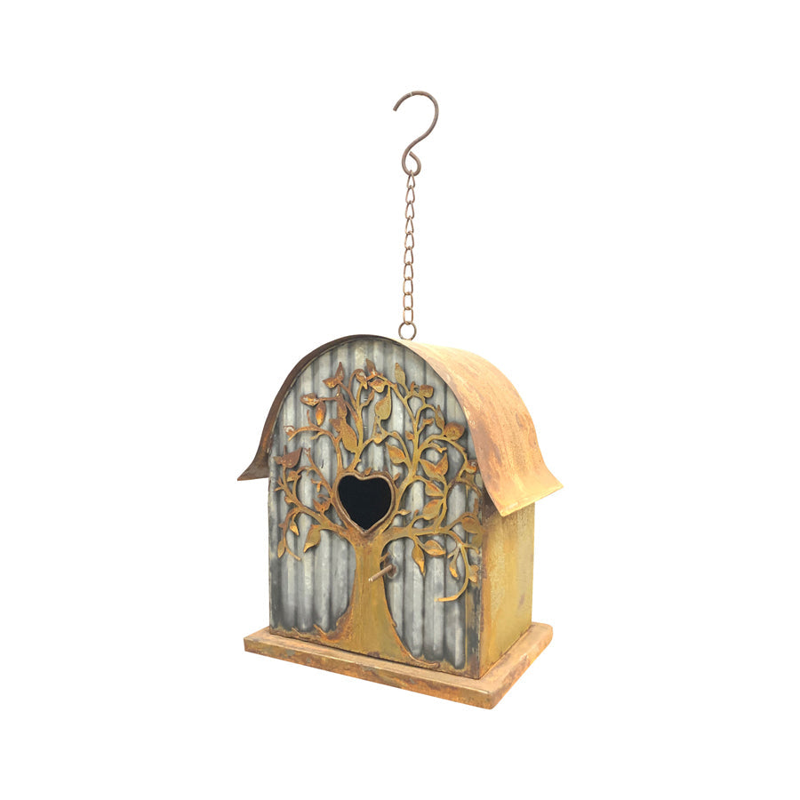 Galv & Rust Hanging Tree Birdhouse 25x18x42cm