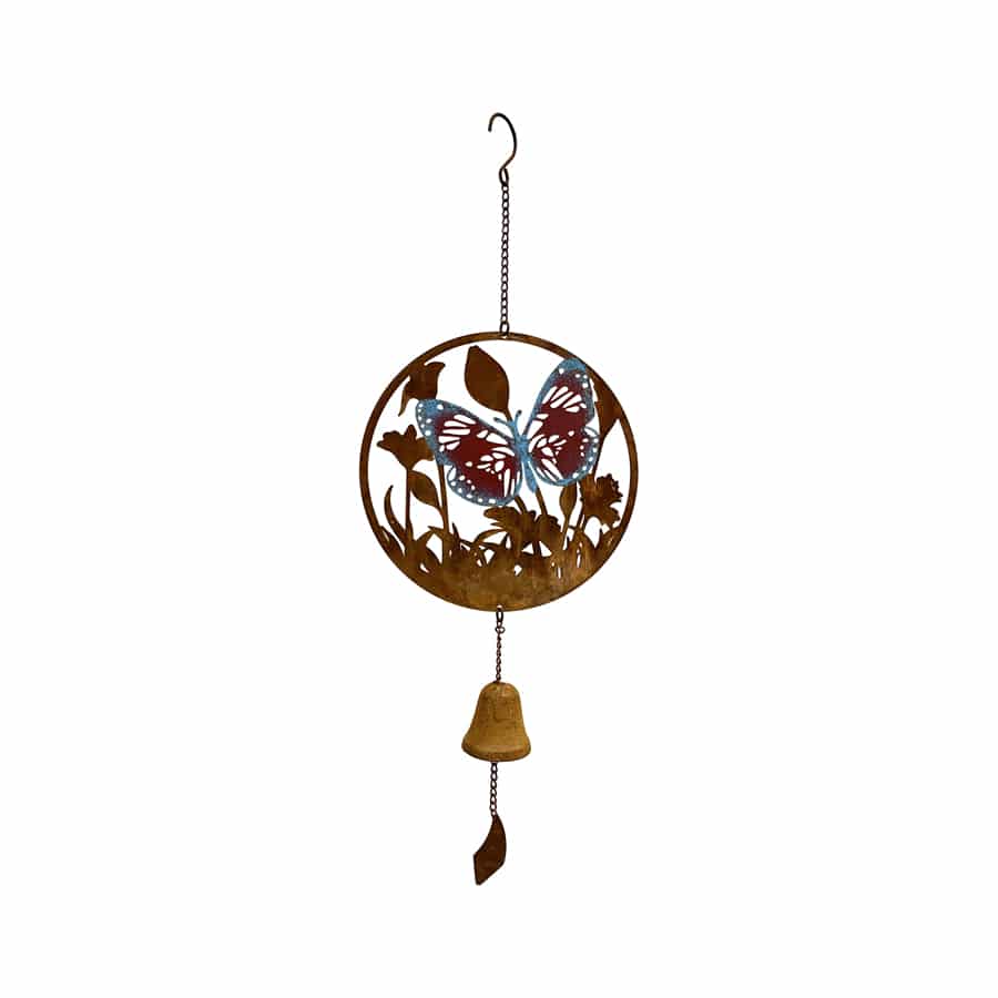 Rust & Colour Butterfly Bell Hanger 23x6x46-63cm