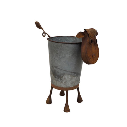 Rusty Sheep Planter w/ Galv Pot 31x17x34cm