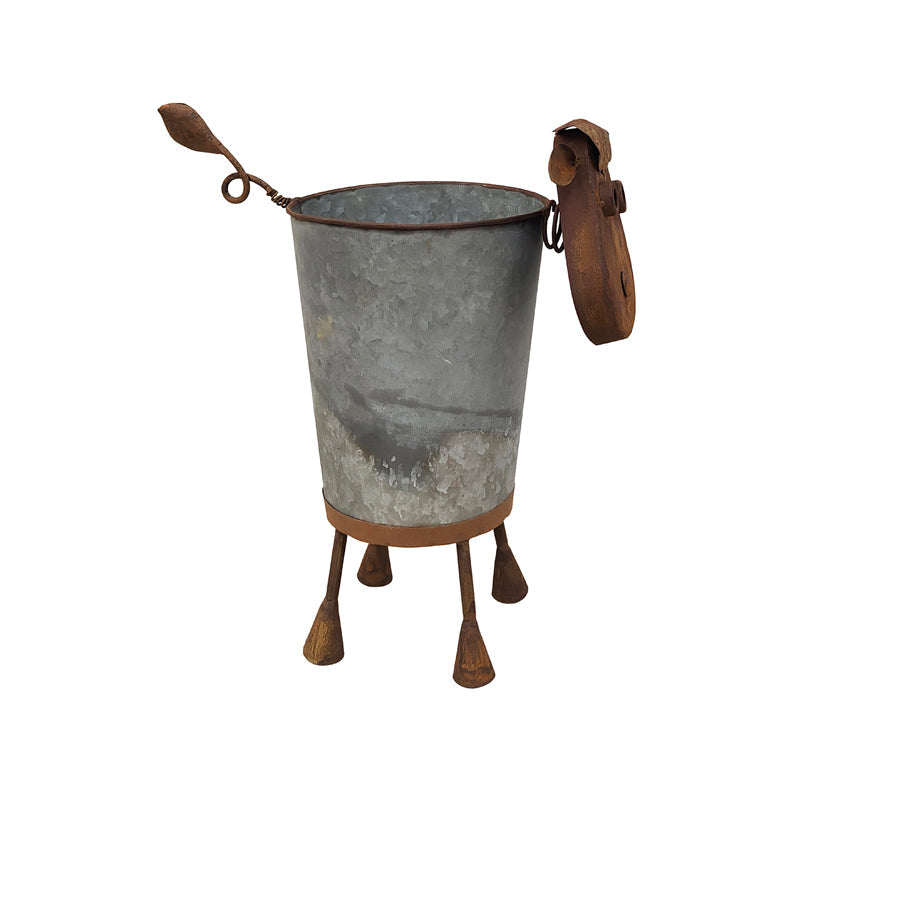 Rusty Sheep Planter w/ Galv Pot 31x17x34cm