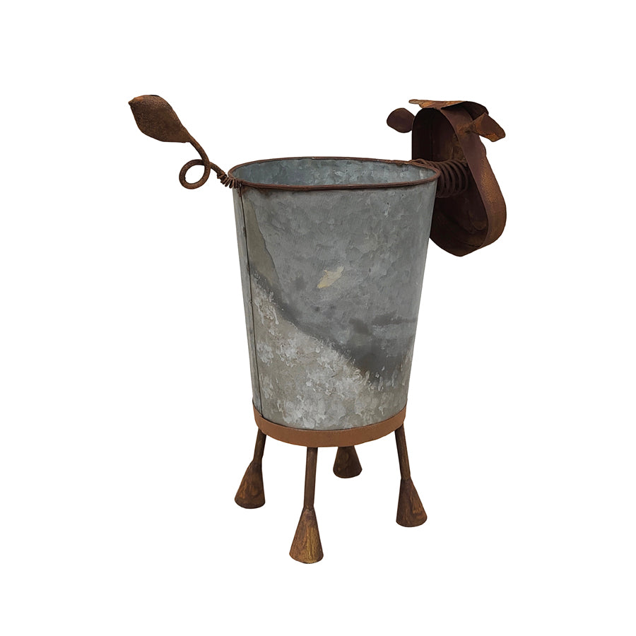 Rusty Sheep Planter w/ Galv Pot 31x17x34cm