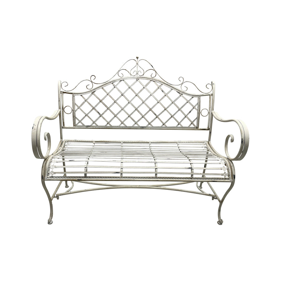 French Provincial Garden Bench Seat - Antique White