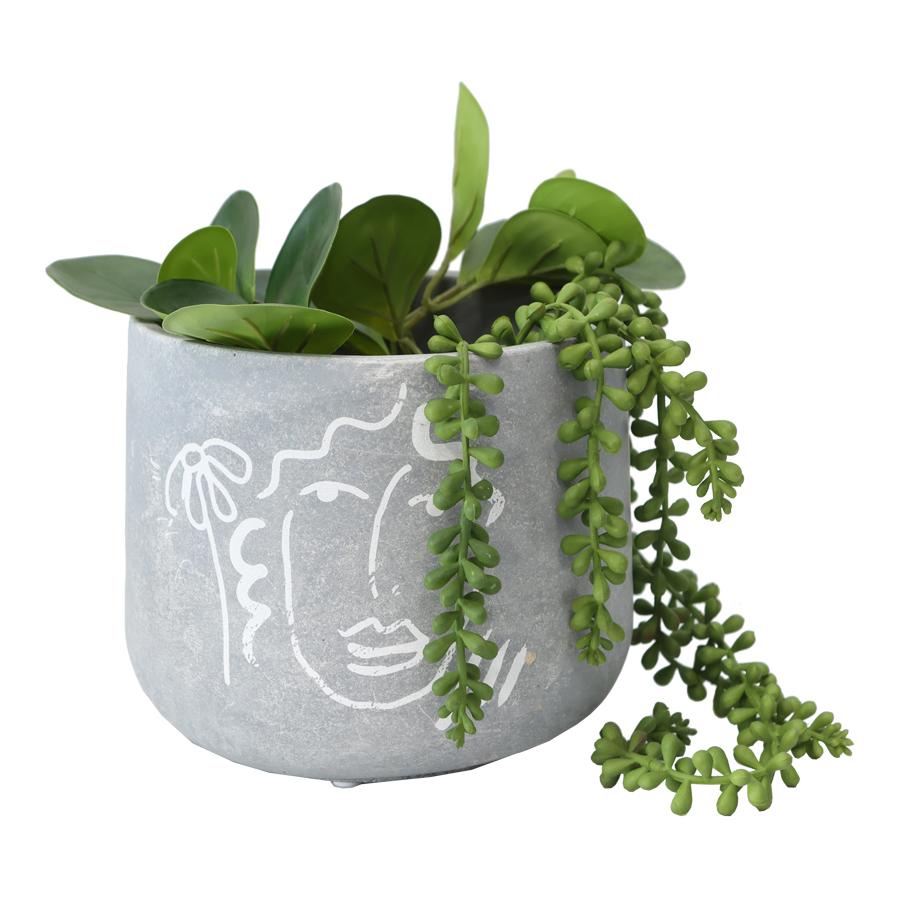 Contemporary Line-Face Potplanter w/ Hole & Plug