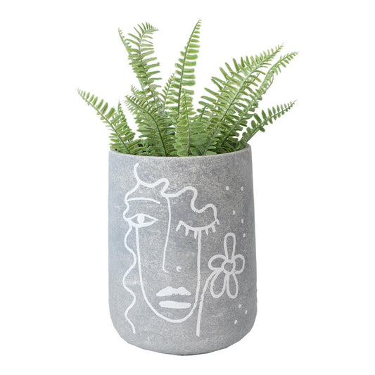 Tall Contemporary Line-Face Potplanter w/ Hole & Plug