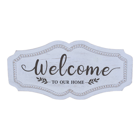 Hamptons Style 'Welcome to our Home' Wall Art 48x2x24cm