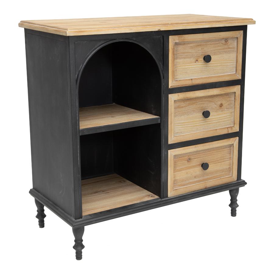 Nero Arc 3-Drawer Shelved Cabinet