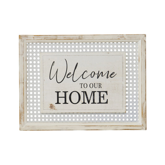 Hamptons Style 'Welcome to our Home' Wall Art 40x2.5x30cm