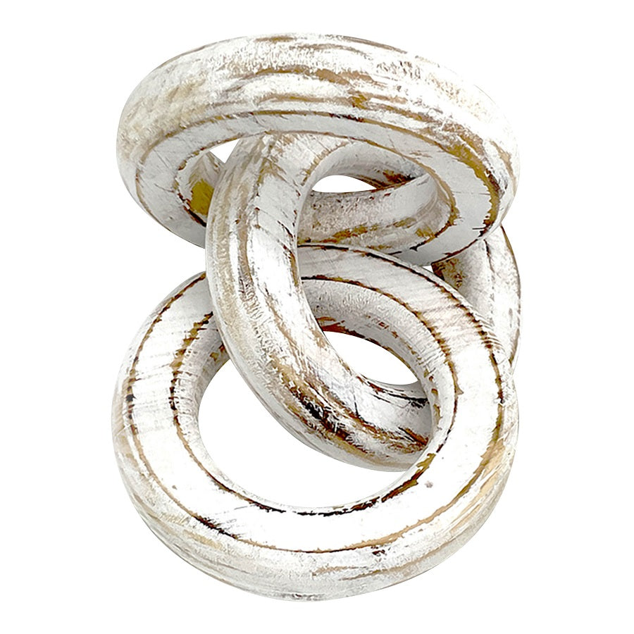 Chunky Whitewash Wood Circle Chain Link 12x26cm