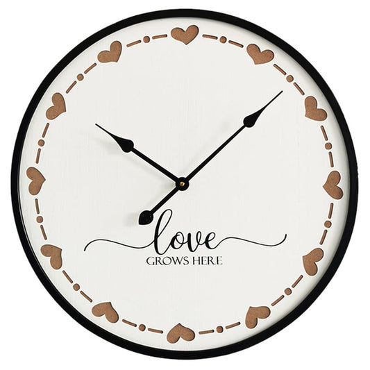 60cm 'Love Grows Here' Wall Clock 60x5cm