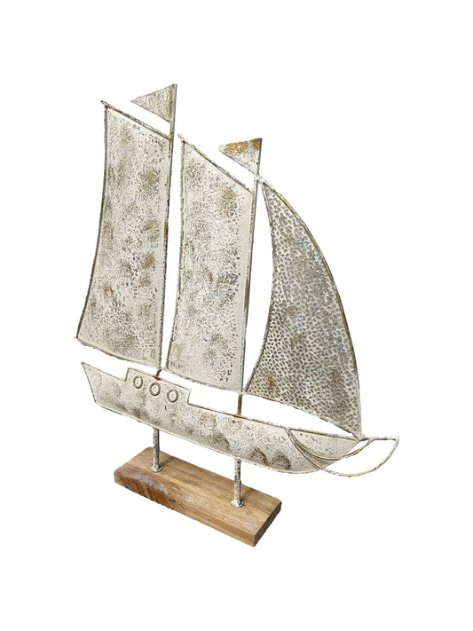 Distressed Finish Sail Boat Ornament 52.5x8x56cm