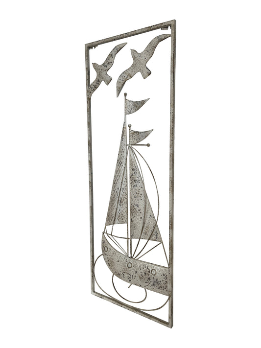 Distressed Finish Sail Boat Wall Art 35x3x90cm